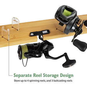 Support mural en bambou pour cannes à pêche, type sur pied, pour cannes à pêche spinning et baitcasting, organiseur de cannes à pêche, <span class=keywords><strong>rangement</strong></span> pour 6 cannes, durable - Product Image 4