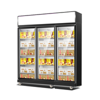 Congélateur vertical commercial à porte vitrée pour supermarché, idéal pour les aliments surgelés et la crème glacée