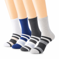 Chaussettes mi-mollet décontractées en coton doux rayées pour hommes, respirantes, avec bord élastique, plusieurs couleurs disponibles, pour usage quotidien