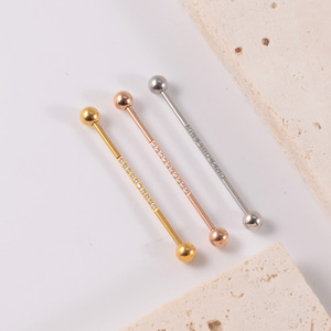Boucles d'oreilles en acier inoxydable 14G pour femmes, bijoux de Cartilage de barre droite, Piercing d'haltère industriel pavé CZ - Product Image 5