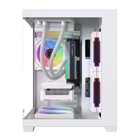 VECO CS049 Putih M-ATX Mid-Tower PC Gaming Case Panel Depan/Samping Kaca Tempered Manajemen Kabel Dukungan Radiator 240mm