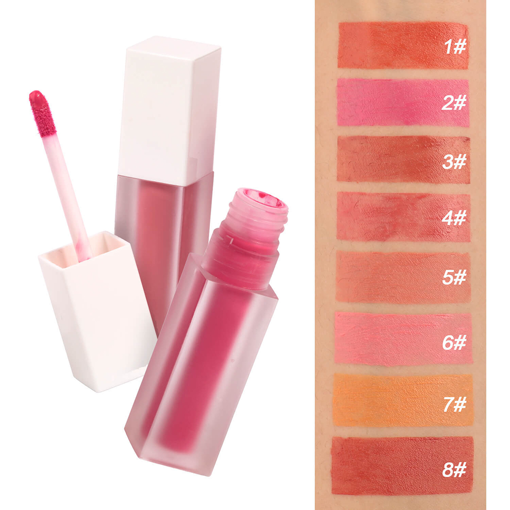 Оптовая торговля СТМ OEM веганских материалов жестокость в ней жидкость, бархатный короткая изготовленным на заказ логосом Лидер продаж 8 видов цветов цвета для щек, жидкая кисть для румян
