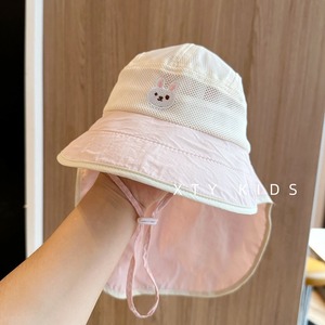 Sombrero de Sol para Bebés y Niños, con Protección para el Cuello, Diseño de Oso, Combinación de Colores, Ala Ancha, Botones, 100% Algodón Transpirable, Rayas Veraniegas - Product Image 6