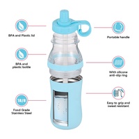 Gourde à vide personnalisée en acier inoxydable à double paroi pour enfants avec anneau antidérapant en silicone