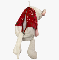 Nouveau design : Sac en peluche souris en coton PP, vêtu de vêtements rouges et d'un chapeau de Noël, adorable sac à bonbons en tissu