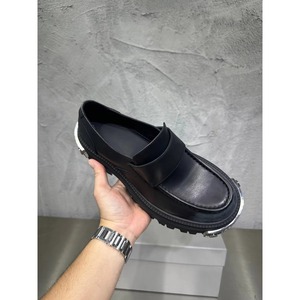 Designer Brand Tractor Loafers Men Black Top Grain Leather Metal <b>Toe</b> <b>Cap</b> Chunky Lug Sole Slip-On Platform Evergreen - Product Image 2