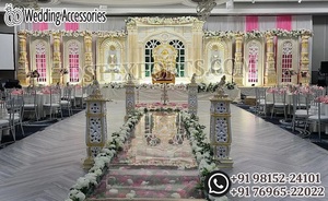 Escenario de Boda Estilo Palacio Victoriano, Grandioso Escenario para Recepciones en EE. UU., Salones de Boda Canadienses, Boda con Temática Judía, Escenario Blanco y Dorado - Product Image 6