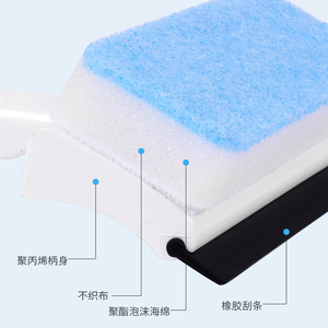 Double-sided Glass Cleaner Sponge Brush For Bathroom Window And <b>Mirror</b> Cleaning With <b>Plastic</b> Handle - Product Image 2