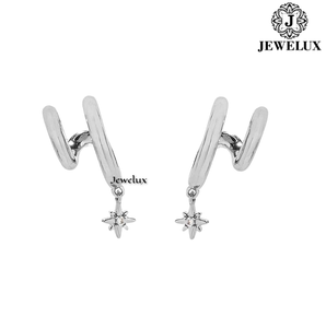 Jewelux Natural VVS Diamond <b>Stud</b> Earrings 925 Sterling <b>Silver</b> Rhodium Plated IGI Certified Elegant Wedding Party Jewelry - Product Image 2