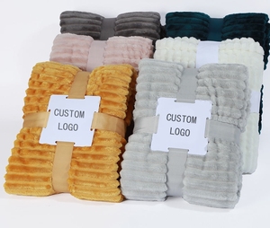 Super <strong>Soft</strong> Dyed Polar Flannel Fleece Modern Solid Color Design <strong>100</strong> <strong>Polyester</strong> Striped Throw <strong>Blanket</strong> <strong>Plush</strong> Baby Sofa <strong>Blanket</strong> - Product Image 1