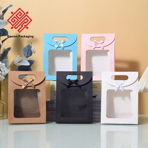 Baoren Eco-Friendly Customized Transparent Window Kraft Paper Mailer Bags with Cotton Rope Handle <b>for</b> Candle and <b>Gift</b> Packaging - Product Image 1