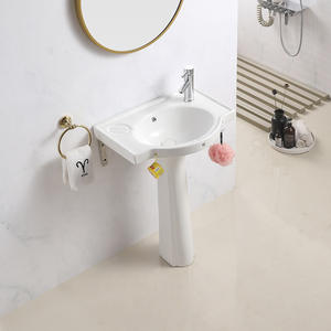 Lavabo de pedestal de cerámica Chaozhou, rectangular, de un solo orificio, fácil de limpiar, con acabado brillante, para baño, espacio pequeño - Product Image 4