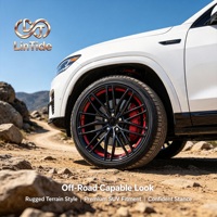 Nuevo Estilo Deportivo, Llanta de Aleación Forjada Multirradio de 25 mm, Negro con Borde Rojo Brillante, Anillo Interior Rojo, Mejora de Diseño