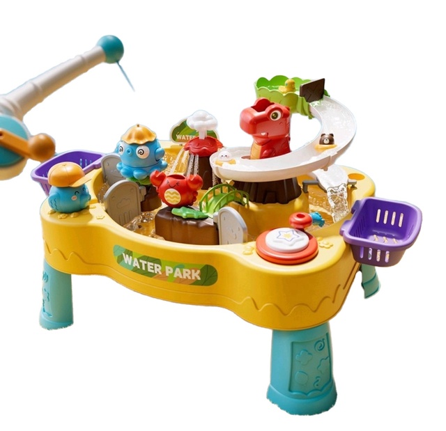 Beach Sand and Water Play Activity Table Multiple Kids Play House Multi Functional Water Park Play Table with Fishing Game