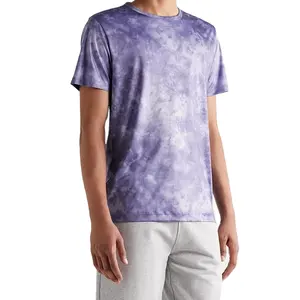Camiseta personalizada de algodón para hombres, ropa de calle elástica, ligera, Tie Dye, multicolor, personalizada, de gran tamaño