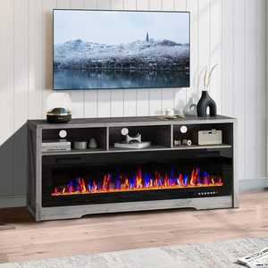 Soporte <span class=keywords><strong>de</strong></span> TV Rústico <span class=keywords><strong>de</strong></span> 55 Pulgadas con Chimenea Eléctrica <span class=keywords><strong>de</strong></span> 50 Pulgadas, Acabado <span class=keywords><strong>de</strong></span> Madera Envejecida a Mano, Calefacción <span class=keywords><strong>de</strong></span> 750W/1500W - Product Image 2