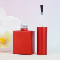 Luxe 12ml Couleurs Personnalisées Unique Opaque Rouge Vert Belle carré Plat Vide Ongles Uv Gel Polonais Bouteilles Premium Brush