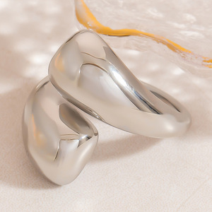 Stainless Steel <b>Ring</b> Geometric Open Design Silver Unisex Fashion Jewelry - Product Image 4