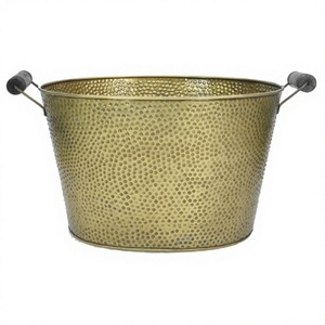 Round Metal Coal Bucket With Handles Antique Finish Firewood <b>Storage</b> Classic Style Large 7 Litre Capacity - Product Image 1