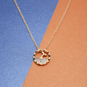 Collier de mode queue de poisson Zircon avec breloque pavée CZ plaquée or 18 carats personnalisé prêt à expédier - Product Image 2