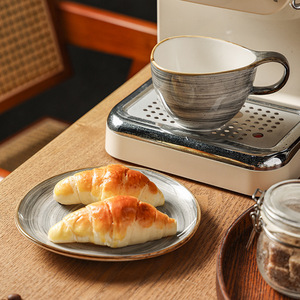 Wholesale Irregular Coffee <b>Cup</b> and Saucer Vintage Latte <b>Cup</b> Ceramic Tea <b>Cup</b> <b>Set</b> - Product Image 3