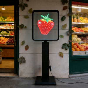 โปรเจคเตอร์พัดลมโฮโลแกรม 3 มิติ จอแสดงผล LED กล่องไฟโฆษณาแบบโฮโลแกรม พร้อมฝาครอบอะลูมิเนียมและขาตั้งสำหรับบาร์คาเฟ่ - Product Image 4