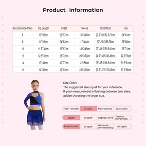 ชุดเต้นลาตินสำหรับเด็กผู้หญิงอายุ 6-16 ปี เสื้อครอปท็อปพร้อมกระโปรงสั้น สำหรับการแข่งขันเต้นรำ งานปาร์ตี้ และการแสดง - Product Image 6