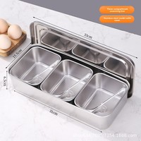 Boîte de rangement multi-compartiments intégrée en acier inoxydable pour ingrédients de cuisine et poudre de glace, design à grille DX-046