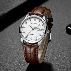 นาฬิกาข้อมือผู้ชายปรับแต่งได้ตามต้องการกันน้ำมีปฏิทินคู่สไตล์เกาหลีแบบลำลองสายหนังนาฬิกาควอทซ์ - Product Image 4