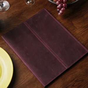 Cubierta de Menú de Cuero Genuino para Hotel, Estilo Retro, Tríptico, para Cafetería, <span class=keywords><strong>con</strong></span> Capacidad para Tres Páginas - Product Image 4