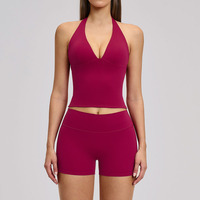 Ensemble de sport personnalisé, durable et recyclé, avec brassière débardeur anti-humidité et short de yoga très extensible effet push-up