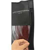 Pochette de rangement personnalisée 15x50cm pour extensions de cheveux, sac d'emballage en PVC transparent, sacs de rangement pour perruques en plastique non tissé avec petite clip