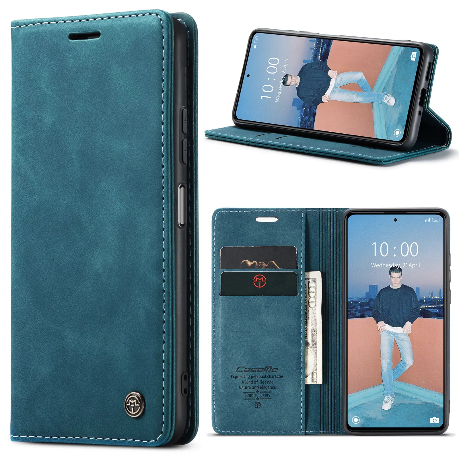 Für Redmi Note 13 4G Flip-PU-Leder-Handyetui, Retro-Wallet PU-Leder-Autospielautobedeckung für Note 13 Pro