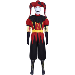 Disfraz de Payaso de Circo Manyusha Freak, Rojo y Negro, para Adultos, Traje de Cosplay para Fiestas, Poliéster Transpirable, Envío Rápido - Product Image 3