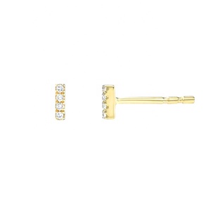 2025 Nueva joyería fina minimalista 925 plata esterlina 14K oro Moissanite Mini pendientes de barra de diamante para mujer - Product Image 3