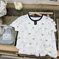 Ensemble de pyjamas pour enfants écologiques en lyocell 95,1 %, manches courtes, pantalon 7/8, vêtements de nuit pour enfants, unisexe, garçons et filles, ensemble de pyjamas à enfiler