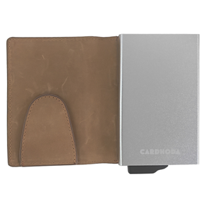 Tarjetero de Aluminio Cardhoda con Forro de Cuero Genuino, Cartera Plegable Delgada, Diseño Minimalista Unisex, Tamaño Corto - Product Image 1