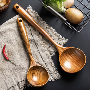 Red Bamboo Wood Wooden Ladle Set Large Camphor Wood Soup Ladle For Rice Porridge Hot Pot Cooking Spoon Hand Wash Only - Product Image 1
