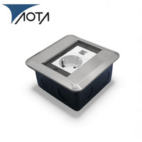 Tomacorriente de Suelo Autoconectable de Acero Inoxidable IP44 con Tapa Deslizante Oculta, 2 Salidas, 10A, 110-240V, Enchufe AU, para Uso en Oficina