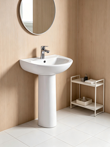 Lavabo sur pied moderne en céramique à trou unique pour toilettes, idéal pour les salles de bain d'hôpitaux et de villas - Product Image 2