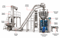 Machine d'emballage et de pesage intégrée pour cacahuètes, snacks enrobés, chips de pommes de terre, snacks soufflés, contrôle PLC
