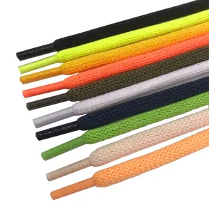 Manufacturers customized fancy needle through knit braided polyester round shoelaces shoe laces