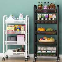 Carrito Rodante de Acero al Carbono para Sala de Estar, Carrito de Almacenamiento, Estante de Cocina, Organizador Móvil de 5 Niveles para Baño