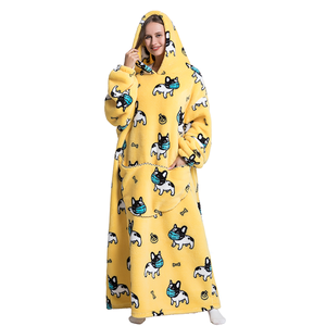 Custom Printing Factory Oversize <strong>Long</strong> Wearable Sherpa Flannel Fleece TV Cuddle <strong>Snuggle</strong> Blanket with Sleeves <strong>Hoodie</strong> Custom Pocket - Product Image 2