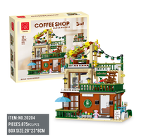 Nouveau modèle disponible XMORK : Ensemble de construction 3-en-1 pour café avec lumières, jouets décoratifs pour exposition