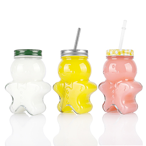 Offre Spéciale 500ml Transparent Gingerbread Biscuit Man Shape Jus Bouteille de boisson en verre avec couvercle - Product Image 1