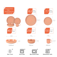 Marché américain vente à chaud Style nordique rond grès 20 pièces ensembles de vaisselle tacheté mat Rose assiette en céramique et ensemble de bols
