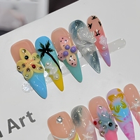 Faux ongles en amande faits à la main W684 – Kit de gel décoratif pour salon et soirées