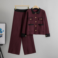 Ensemble pull tricoté pour femme, veste boutonnée à manches longues et pantalon large, tenue décontractée pour femme, automne