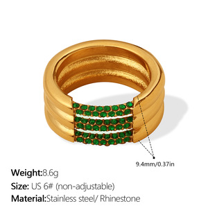 แหวนสแตนเลสสตีล 316L ชุบทอง 14k 18k PVD ไม่ลอก ไม่ดำ ประดับเพชรซิร์คอน สำหรับผู้หญิง รับผลิตตามสั่ง ขายส่ง - Product Image 5